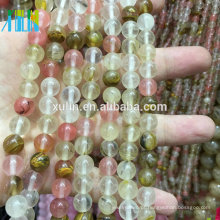 Grânulos de pedra preciosa de zircônia cúbica de quartzo natural Mix de cereja para pulseira